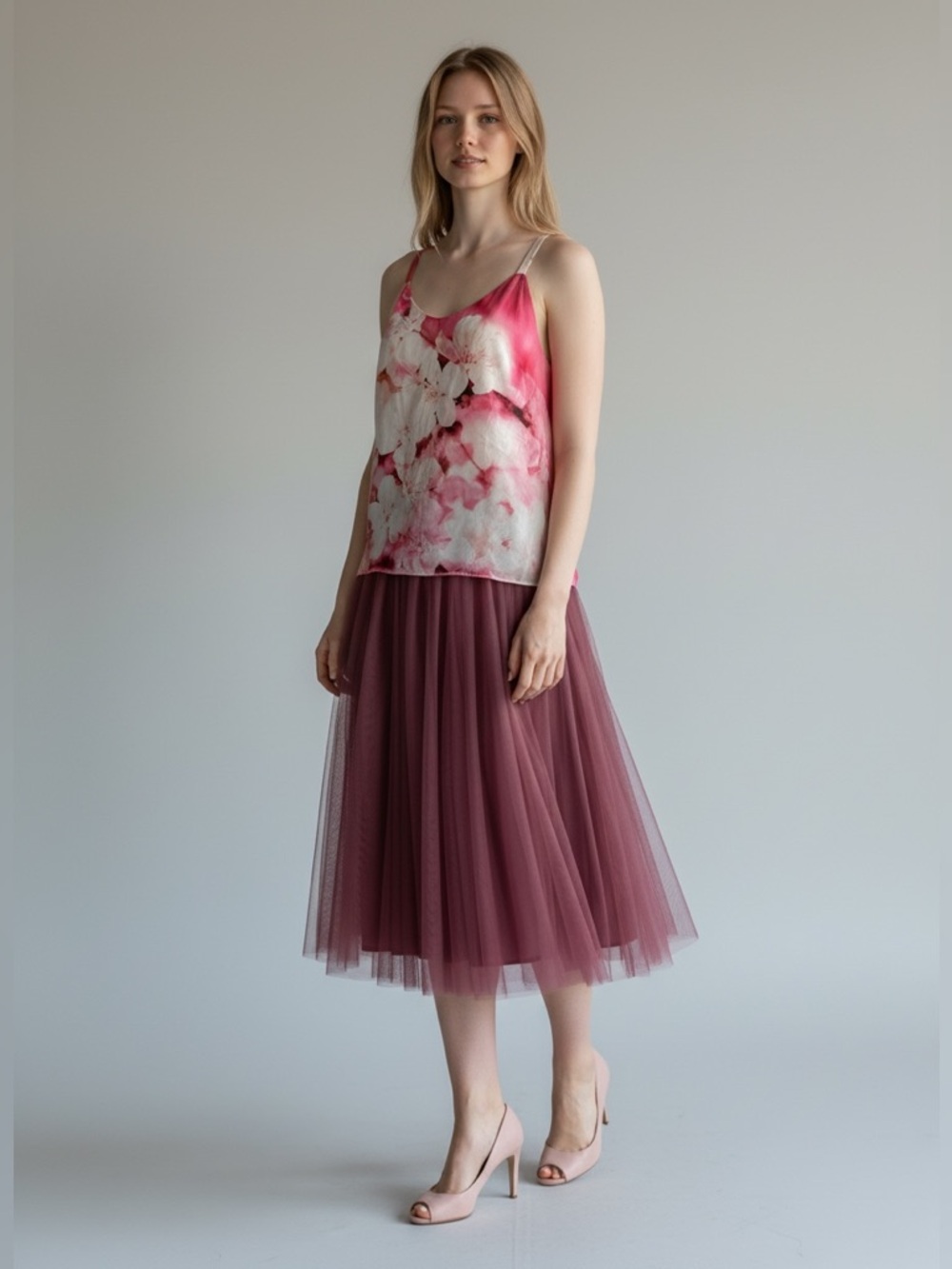 Alice + Olivia Pink Floral Silk Camisole